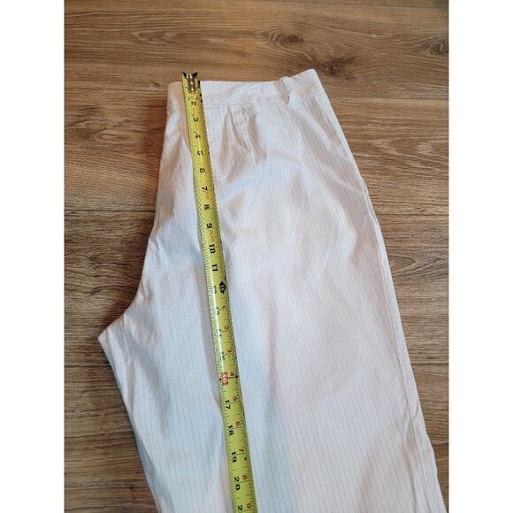 Ralph Lauren Pants Pinstripe Sz 14 Cotton Career White Black - Picture 10 of 13